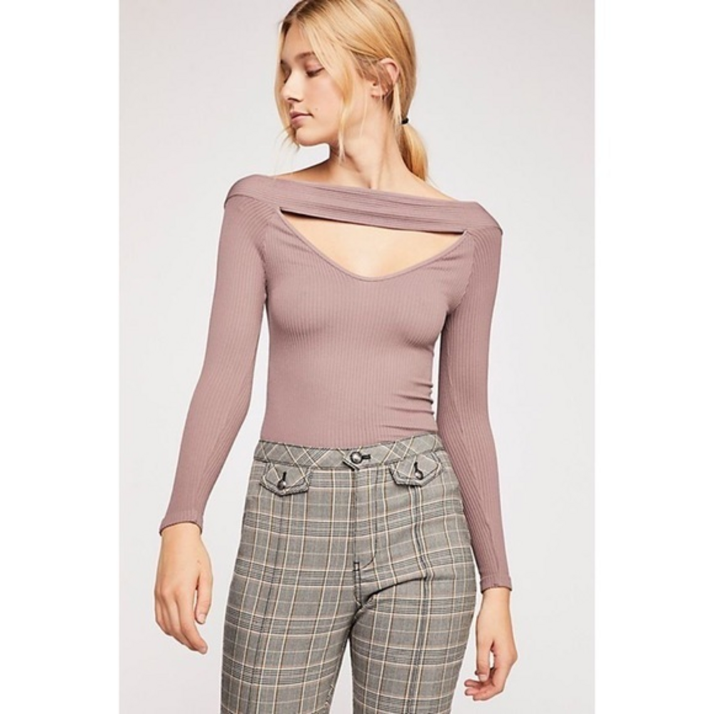Free People Find Me Ribbed Long‎ Sleeve Top Small